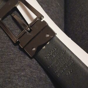 Men's Reversible Genuine Leather Black/White Silver Buckle 32in 80cm Belt